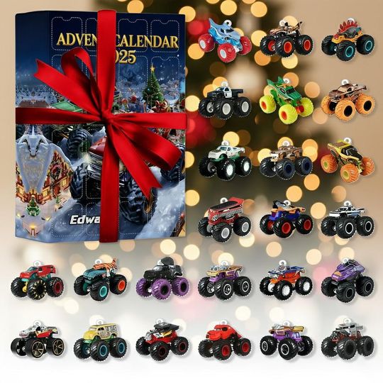 Discover Acrylic Advent Calendar Monster Truck 2025, 24 Days Ornaments, Truck Lover Christmas Countdown, 2D Flat Design