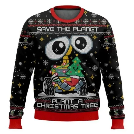 Discover Wall-e Save The Planet Plant A Christmas Tree Ugly Christmas Sweater