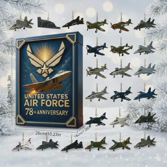 Discover Aircraft 2D Flat Advent Calendar Christmas, Fighter Countdown Surprise Gift for Aviation Lovers & Military History Fans, 24 Mini Items