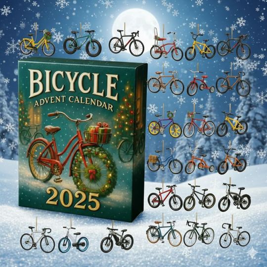 Discover Bicycle 2D Flat Acrylic Advent Calendar 2025, 24-Day Christmas Countdown With 24 Ornaments Cycling,Christmas Bicycle Themed Advent Calendar