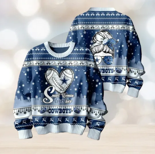 Discover Cowboys Smart Woman Loves Her Ugly Christmas Sweater Full Sizes XS-5XL