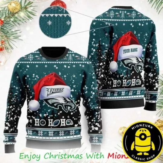 Discover Philadelphia Eagle Logo Santa Hat Design 2025 Ugly Christmas Sweater