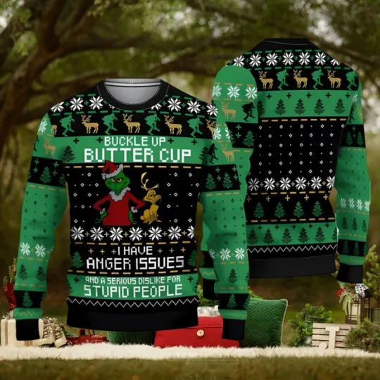 Discover funny character Buckle Up Butter Cup Funny Ugly Christmas Sweater Full Size XS-5XL