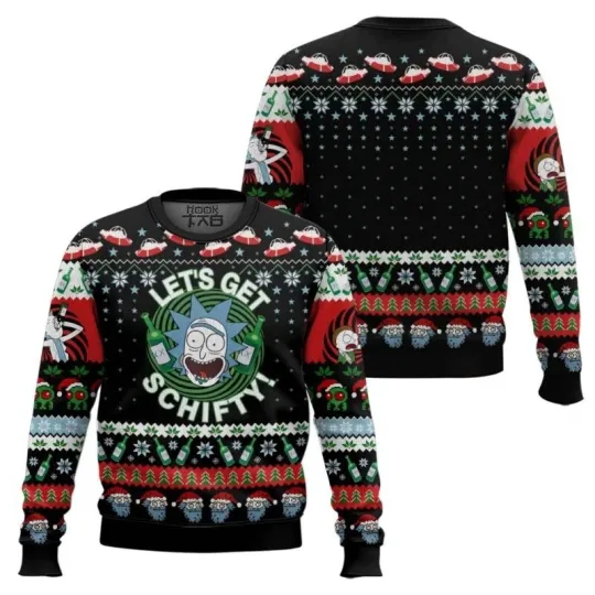 Lets get schwif Rick And Rickandmorty Ugly Christmas Sweater All Sizes