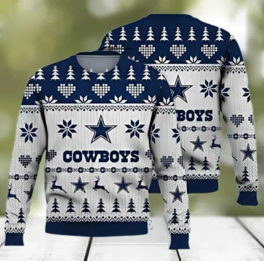 Discover Cowboys Christmas Pattern Ugly Christmas Sweater Full Sizes XS-5XL