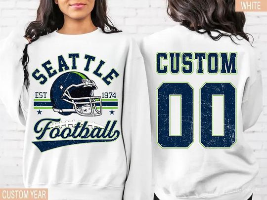 Discover Personalized Seattle Football Sweatshirt, Seattle football crewneck, Seattle football shirt, Custom Football Player, football Tee