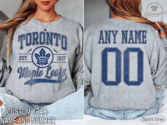 Discover Personalized Toronto Maple Leafs Sweatshirt with Name and Number, Hockey Crewneck, Toronto Hockey