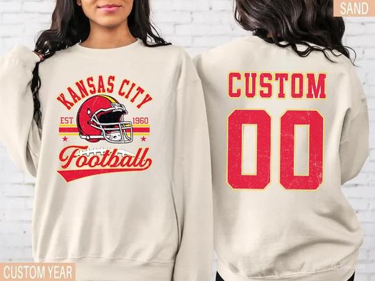 Discover Personalized Kansas City Football Sweatshirt, Kansas City Football Crewneck, Custom Football Player Tee