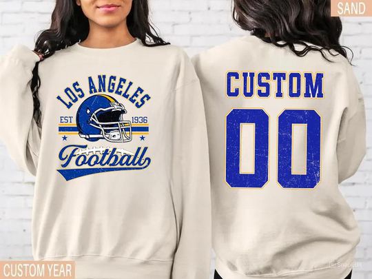Personalized Los Angeles Football Sweatshirt, Crewneck, Custom Football Player Tee