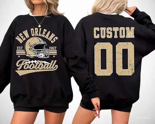 Discover Personalized New Orleans Football Sweatshirt, Crewneck, Custom Football Player Tee
