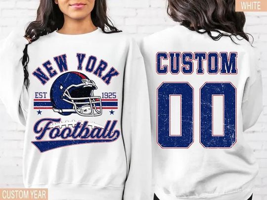 Discover Personalized New York Football Crewneck Sweatshirt