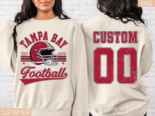 Discover Personalized Tampa Bay Football Sweatshirt, Crewneck, Custom Football Player Tee