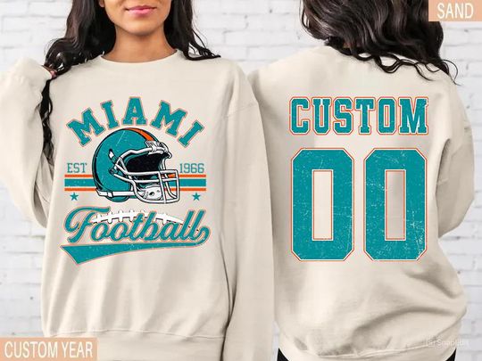 Discover Miami Football Double Sided Sweatshirt with Custom Player Graphic