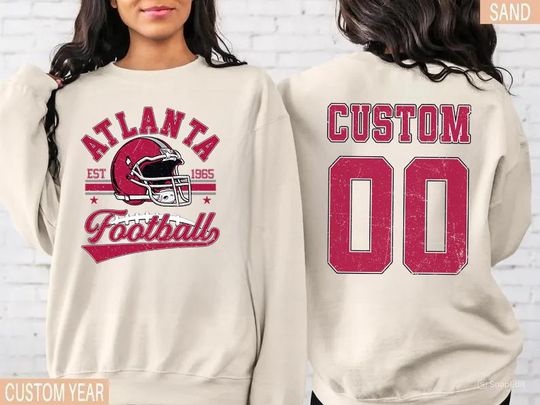 Discover Personalized Atlanta Football Sweatshirt, Crewneck, Custom Football Player Tee