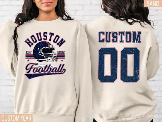 Discover Personalized Houston Football Sweatshirt, Crewneck, Custom Football Player Tee