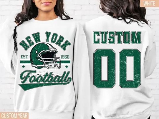 Discover Personalized New York Football Sweatshirt, Crewneck, Custom Football Player Tee