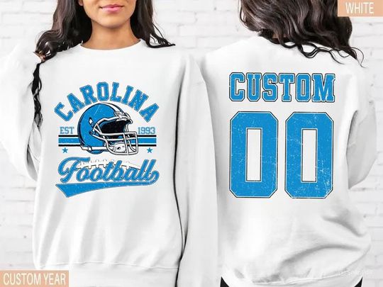 Discover Personalized Carolina Football Sweatshirt, Crewneck, Custom Football Player Tee