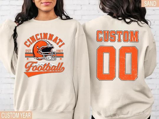 Discover Personalized Cincinnati Football Sweatshirt, Crewneck, Custom Football Player Tee