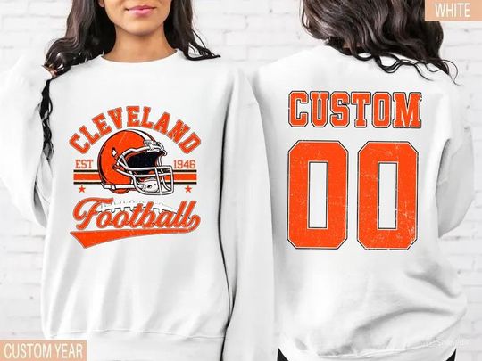 Discover Personalized Cleveland Football Sweatshirt, Crewneck, Custom Football Player Tee