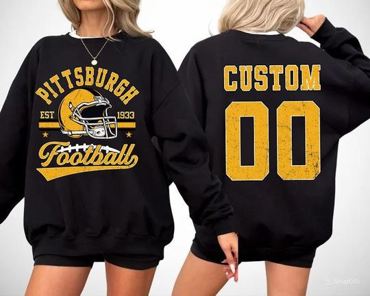 Discover Personalized Pittsburgh Football Sweatshirt, Crewneck, Custom Football Player Tee