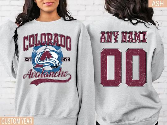 Discover Personalized Colorado Avalanche Sweatshirt with Name and Number, Hockey Crewneck, Colorado Hockey Team Tee