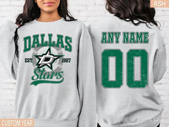 Dallas Stars Personalized Name and Number Sweatshirt, Crewneck, Hockey Tee