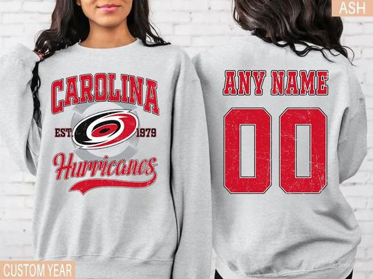 Discover Personalized Carolina Hurricanes Sweatshirt with Name and Number, Crewneck Hockey Shirt