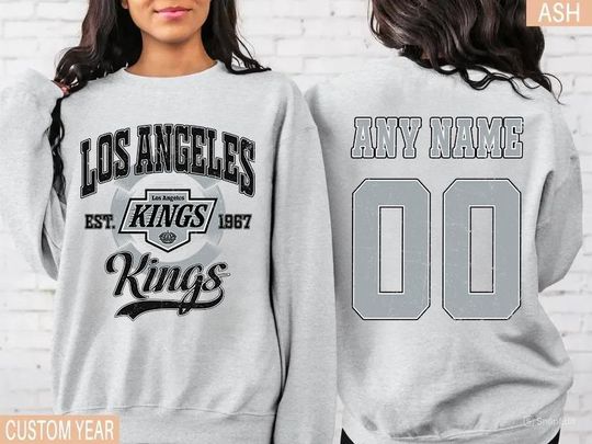 Los Angeles Kings Personalized Name and Number Sweatshirt, Crewneck, Hockey Tee