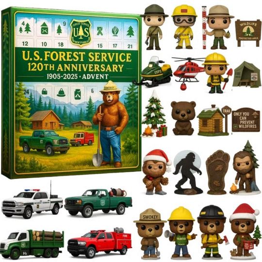 Discover US FS 120th Anniversary Advent Calendar,2D Flat Acrylic 24 Days Countdown Gift for Forest Protectors