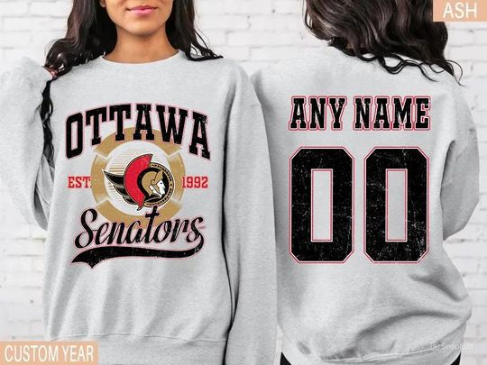 Discover Ottawa Senators Personalized Name and Number Sweatshirt, Crewneck, Hockey Tee