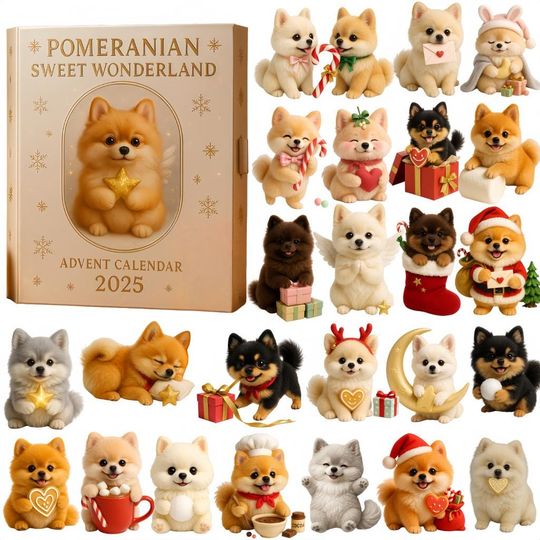 Discover Pomeranian Advent Calendar 2025, 2D Flat Acrylic 24 Days Countdown Decoration, Gift for Pet Owners, Gift for Dog Lovers