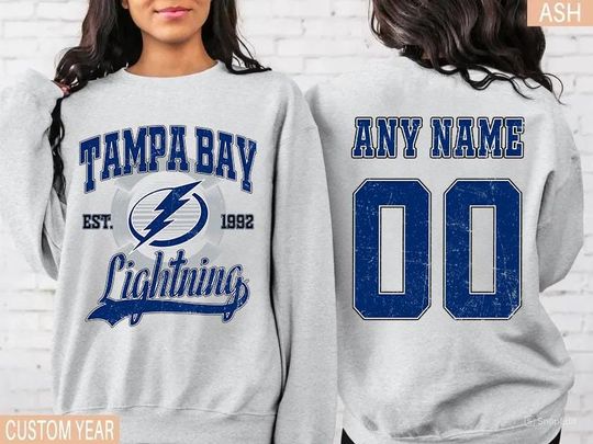 Discover Personalized name and number Tampa Bay Lightning Sweatshirt, Tampa Bay Lightning crewneck, Tampa Bay Hockey shirt, Hockey Tee, Hockey Number