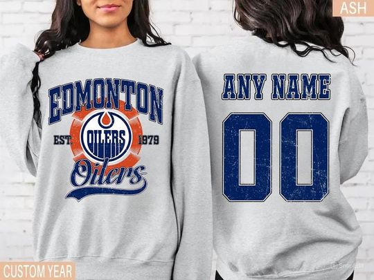 Discover Personalized name and number Edmonton Oilers Sweatshirt, Edmonton Oilers crewneck, Edmonton Hockey shirt, Hockey Tee, Hockey Number