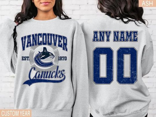 Discover Personalized name and number Vancouver Canucks Sweatshirt, Vancouver Canucks crewneck, Vancouver Hockey shirt, Hockey Tee, Hockey Number