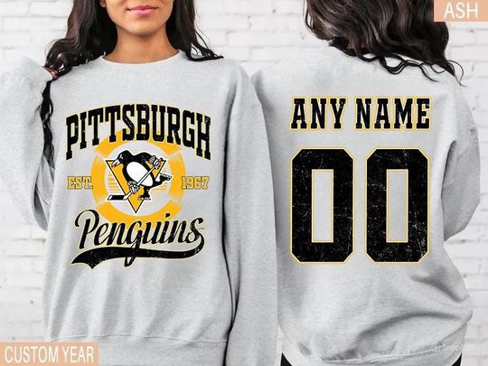 Discover Personalized name and number Pittsburgh Penguins Sweatshirt, Pittsburgh Penguins crewneck, Pittsburgh Hockey shirt, Hockey Tee, Hockey Numbe