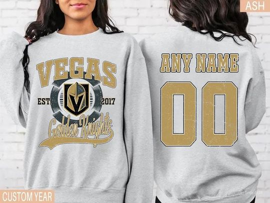 Discover Personalized Vegas Golden Knights Sweatshirt with Name and Number