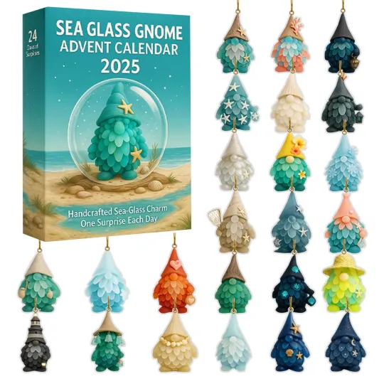 Discover Christmas Countdown Sea Glass Gnome Advent Calendar 2025, 24 Days 2D Blind Boxes