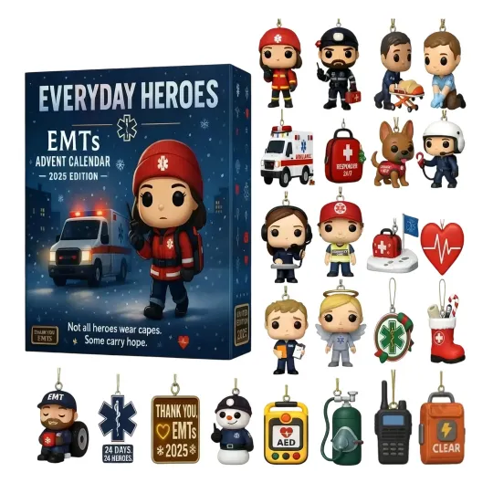 Discover 24 Days Everyday Heroes EMTs Advent Calendar Acrylic Flat Pendant Christmas Gift