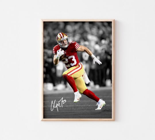 Discover Christian McCaffrey Signed Football Poster - A3 Vertical