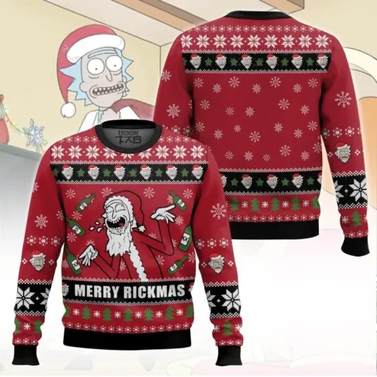 Merry Rickmas Rick & Rickandmorty Ugly Christmas Sweater All Sizes