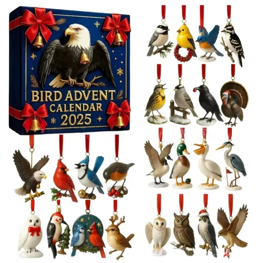 Discover Bird Advent Calendar 2025-24-Day Christmas Countdown Bird Hanging Ornaments