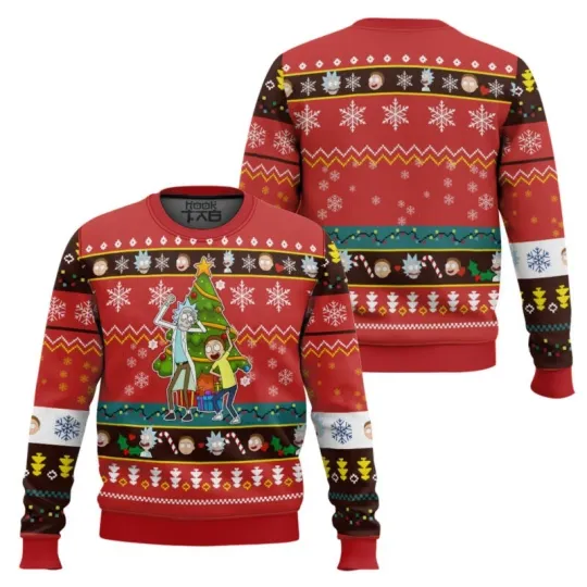 Red Christmas Rick And Rickandmorty Ugly Christmas Sweater All Sizes