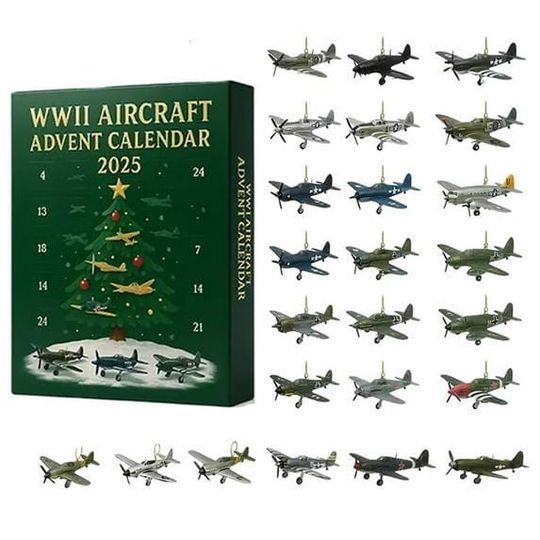 Discover Aircraft Advent Calendar 2025, 2D Flat Acrylic 24 Days Christmas Countdown Ornaments, Decor for Xmas Party, Holiday Decor & Kids Gift
