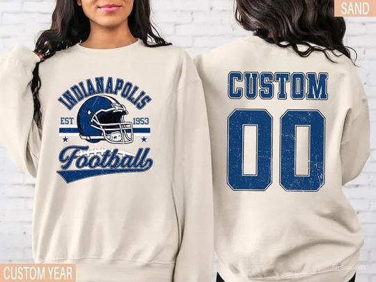Discover Personalized Indianapolis Football Sweatshirt, Indianapolis football crewneck, Indianapolis shirt, Custom Football Player, football Tee