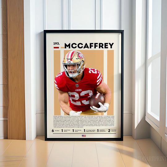 Discover Christian McCaffrey Poster, Football Poster, football Poster, Sports Poster, Football Prints, football Wall Art, Sports Bedroom Posters