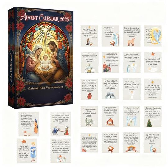 Discover Bible Verse Advent Calendar 2025, Nativity Scene Christmas Ornaments, Unique and Festive Catholic Gift