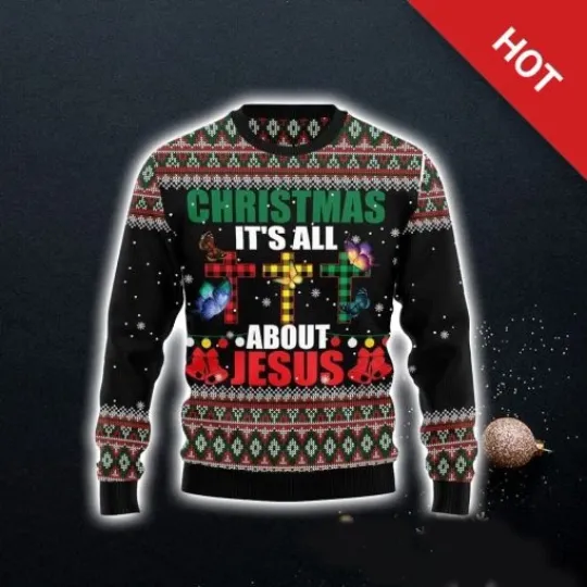 Discover Butterfly All About Jesus Ugly Christmas Sweater Full Sizes ,Jesus Sweater
