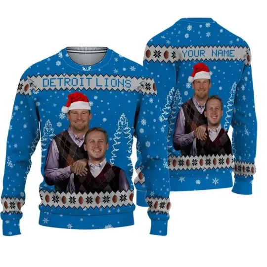 Discover Jared Goff Dan Campbell DL Football Ugly Christmas Sweater 2025