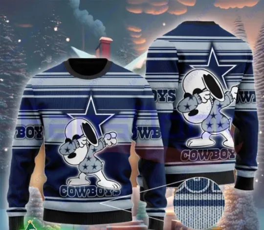 Discover Cowboys Snoo--py Dog Dabbing Ugly Christmas Sweater