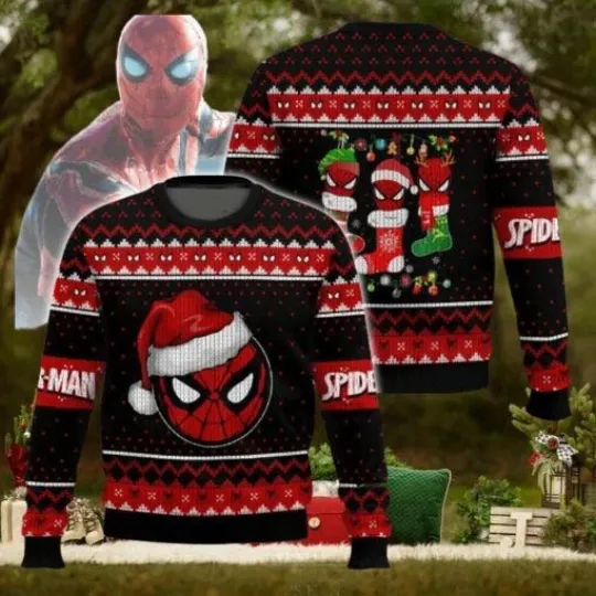 Discover Spider Man Face Santa Socks Ugly Christmas Sweater Full Sizes